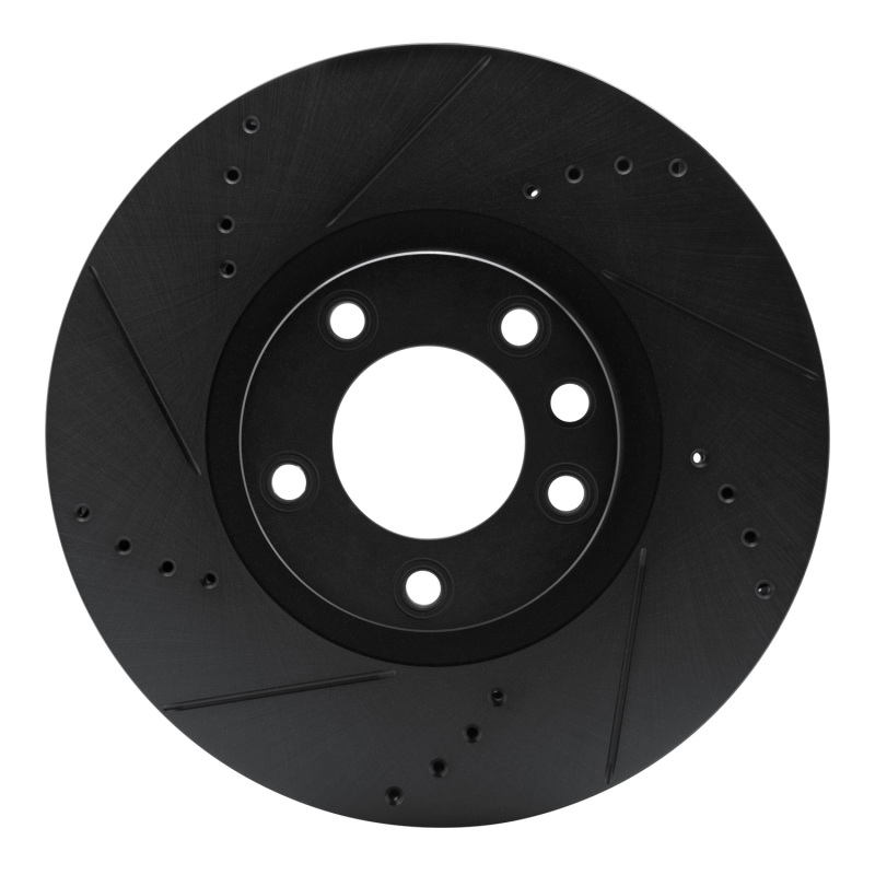 Porsche Cayenne Brake Rotor (1) - Right Front - R1 Concepts - Drilled & Slotted - Black - `11-`18